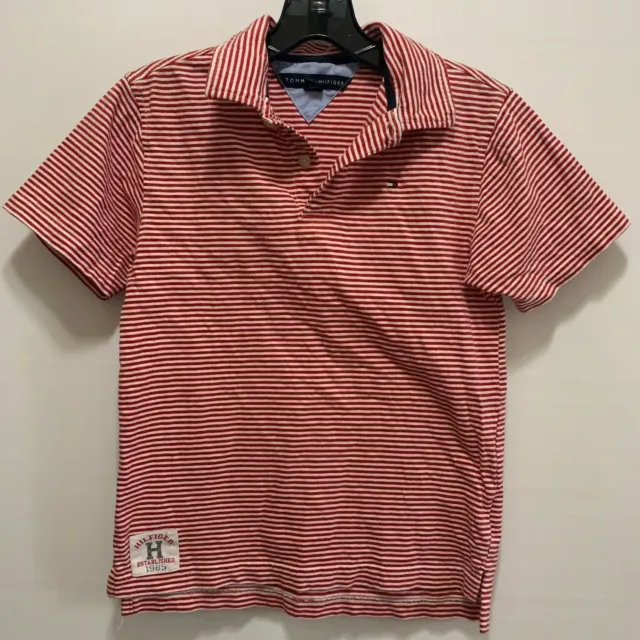 Tommy Hilfiger Top Polo Shirt Sz Small (8/10) Girls, Red & White Stripes