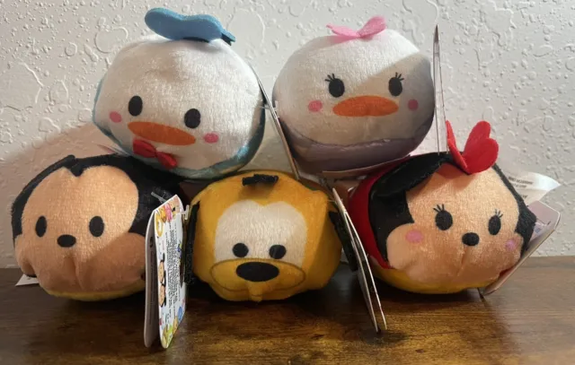 Disney TSUM TSUM 3” Mini Plush Mickey, Minnie, Donald, Daisy & Pluto NEW WT 5ct.