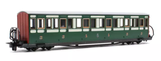 Peco GR-621A OO-9 Gauge FR Long "Bowsider" Bogie Coach-Early Preservation Green