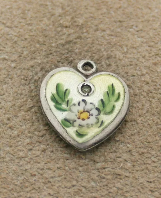 VINTAGE STERLING PUFFY HEART CHARM - Lampl Guilloche Birthday Heart - April