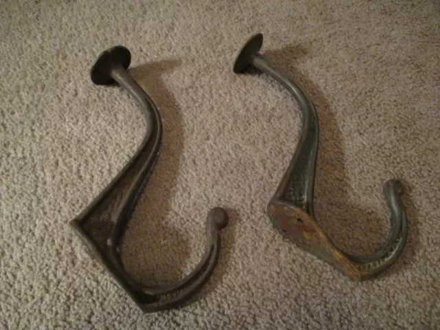 (2)  Authentic ANTIQUE CAST IRON Victorian Hat & Coat WALL HOOKS