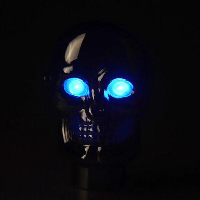 Blue LED Skull Head Gear Car Shift Knob Shifter Lever MT Manual Transmission ，