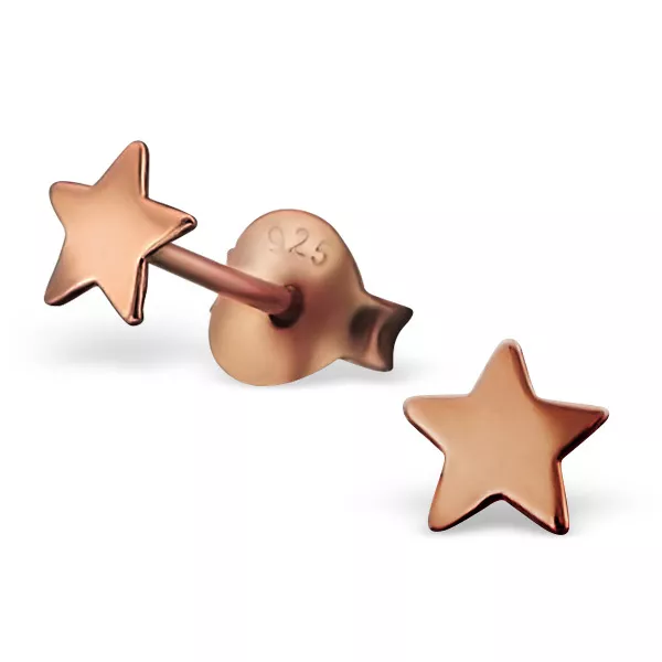 14ct Rose Gold-Plated 925 Sterling Silver Star Stud Earrings