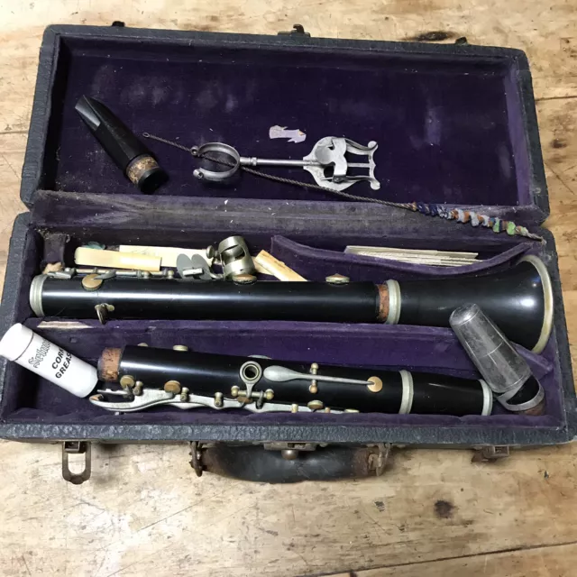 Vintage Wood Clarinet Harry Pedler Co Elkhart IN Original Case Accessories Band