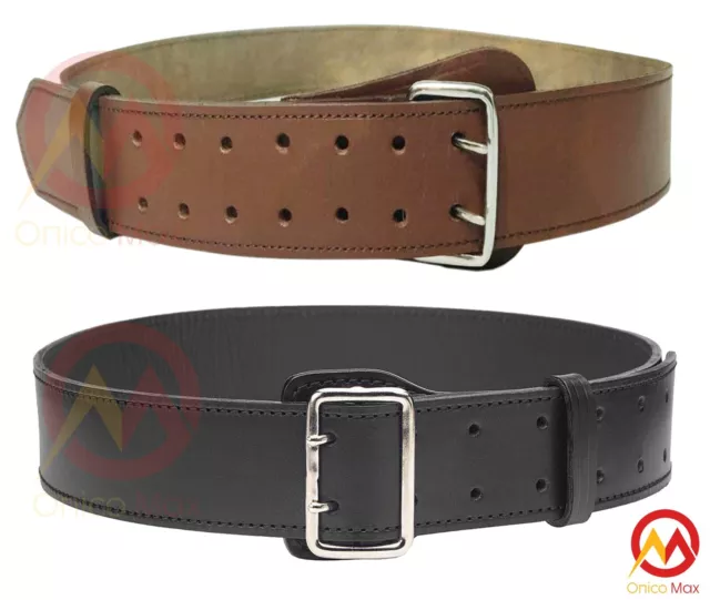 Genuine Calf Leather Sam Browne Style DUTY BELT 2'' wide Real 3.5m Thick Leather
