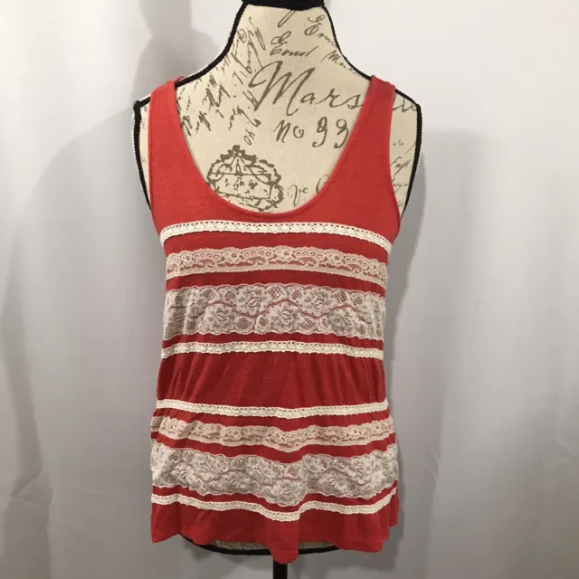 Urban Outfitters Kimchi Blue Red Lace Tank Top Racerback Back Zip Size M