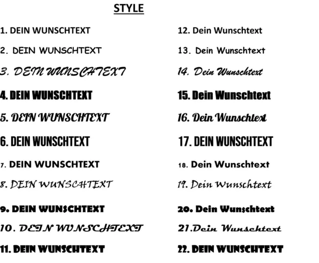 Personalisiert Aufkleber Sticker Wandtattoo Dein Wunschtext Schwarz 20cm