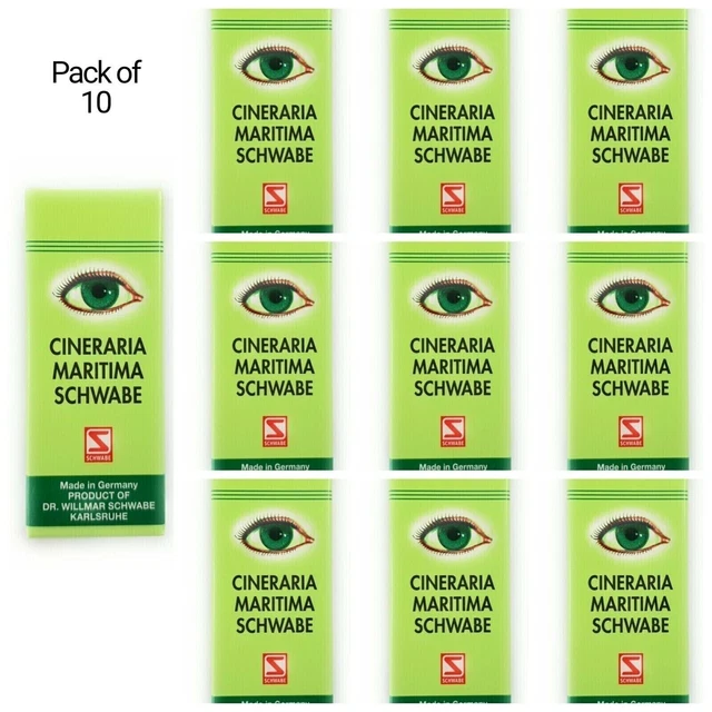 10 x Willmar Schwabe Germany Cineraria Maritima 10ml Eye Drops Alcohol Free