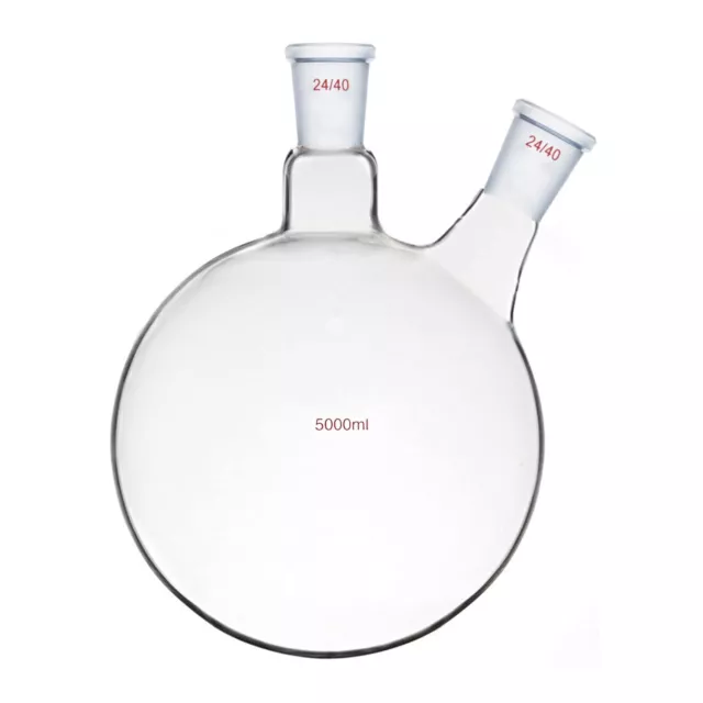 5000ml 24/40 Glass Flask 2 Necks Round Bottom Two-Neck 5L Lab Chemical Bottle