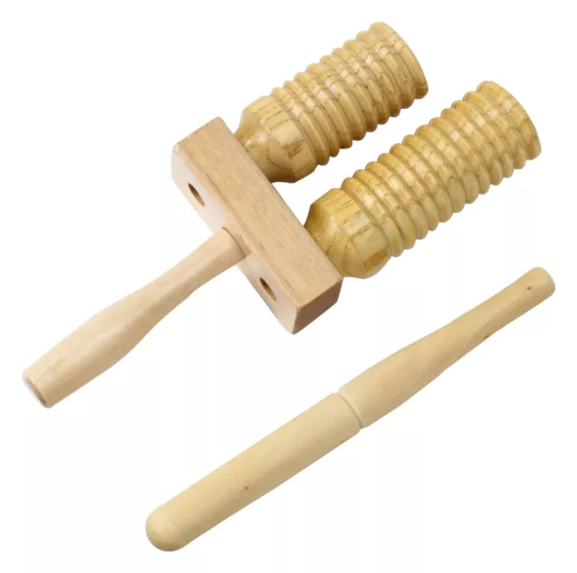 Double Agogo Instrument de Musique Cloche en Bois Percussion avec Batteur Samba