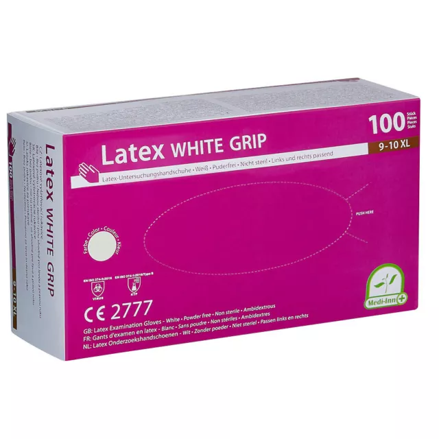 PAPSTAR 93078 Latexhandschuhe WHITE GRIP Medi-Inn® puderfrei Gr. XL - 100er Pack