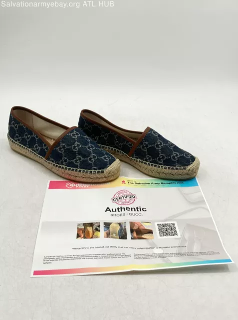 Women's Gucci Authenticated Espadrilles (blue denim and leather) w/COA SIZE 9.5