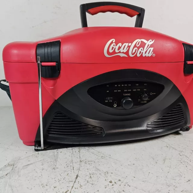 Coca Cola Kühlbox mit FM Radio Akkubetrieben, Ghettoblaster Camping Vanlife  2