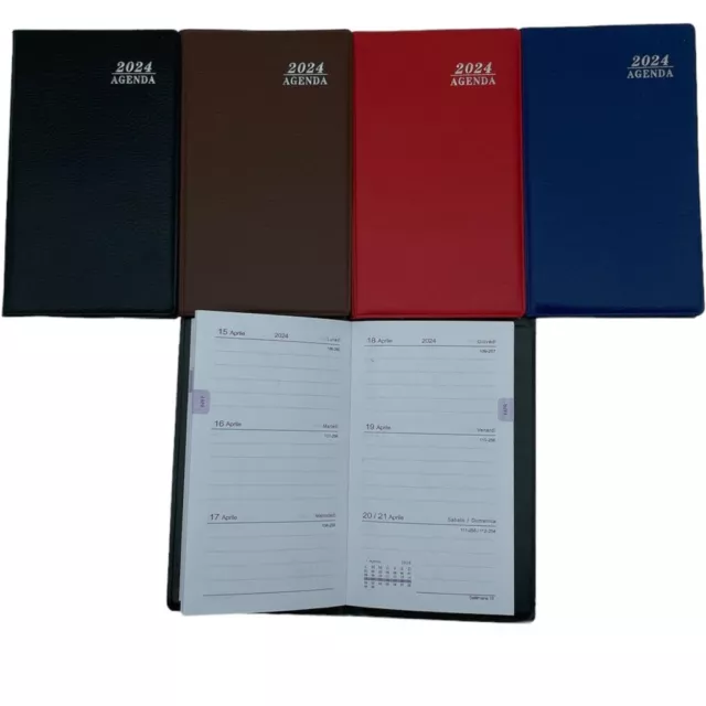 Agenda settimanale 2024 8x14cm Nero tascabile nota bene agendina