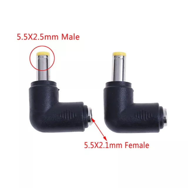 2Pcs DC power 5.5X2.1mm female to 5.5X2.5mm male right angle adapter connect SN❤