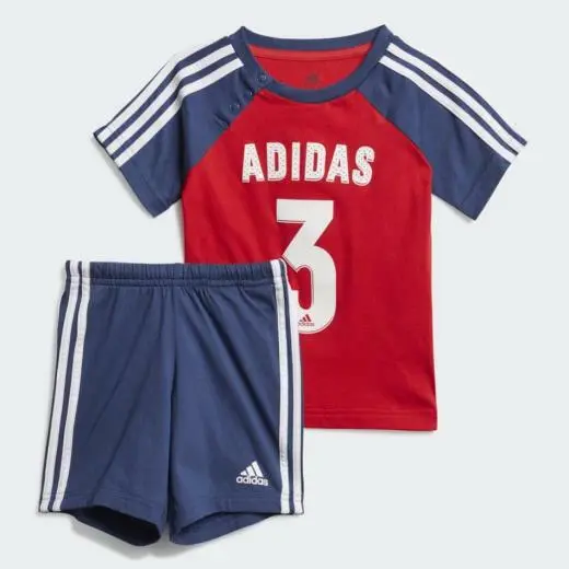 Adidas Completo Neonato Bambino Set Sportivo Corto Rosso Blu 3-48 Mesi Gm8941