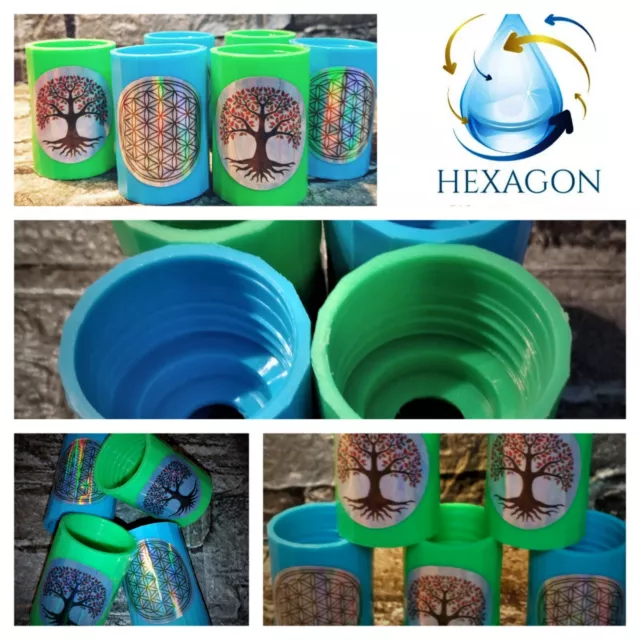 2 vórtices de agua HEXAGONAL n. Schauberger con flor y árbol de la vida