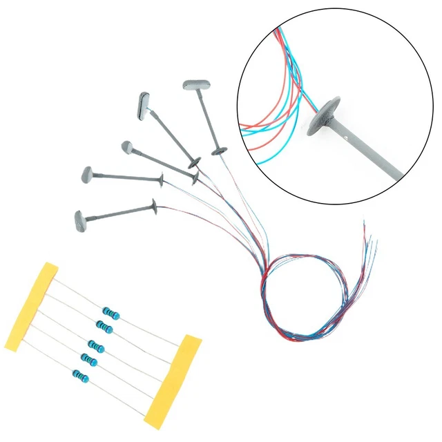 Lot de 5 lampes LED de calibre H0, mât en treillis avec feux de