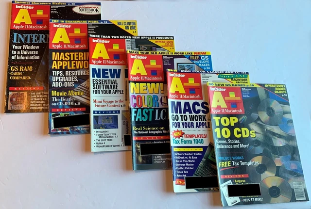 InCider A+ Magazines  Apple II /Macintosh Lot 0f 6 Feb. 93- July 93