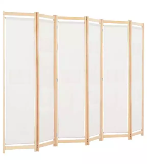 Divisorio a 6 Pannelli 240x170x4 cm in Tessuto Crema