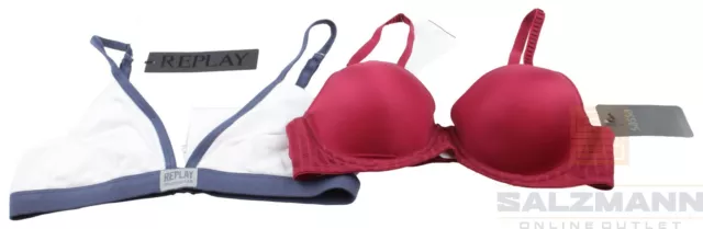 2er Set Replay Damen BH Gr. 75B rot/weiß Neu