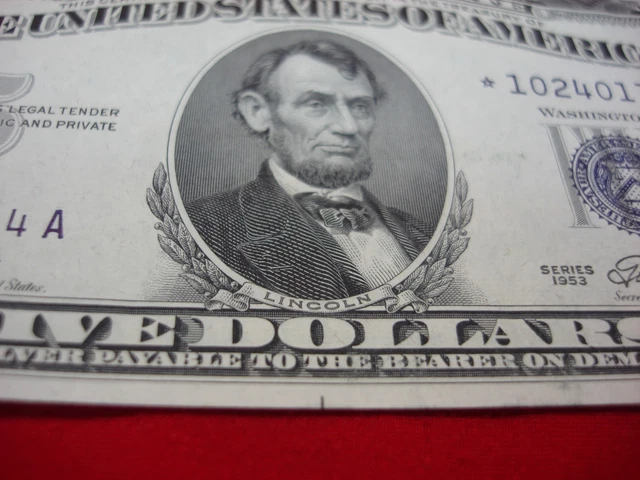 Series 1953 $5 Silver Certificate -*Star Note* - Crisp And Nice 4