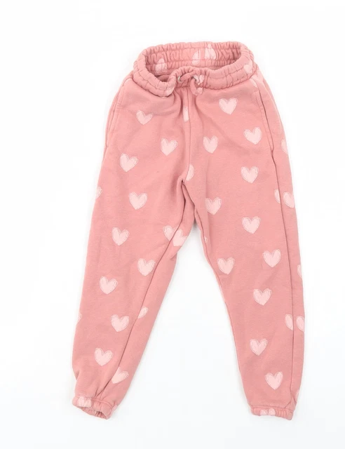 George Girls Pink Geometric Cotton Jogger Trousers Size 3-4 Years  Regular Draws