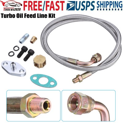 Universal Turbo Oil Feed Line Kit T3 T4 T60 T61 T70 1/8 PNT 90 Degree 41"