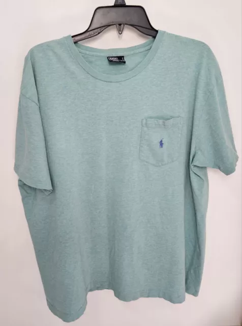 Camiseta polo para hombre Ralph Lauren talla L con logotipo de pony manga verde espuma de mar ¡usada en excelente condición!