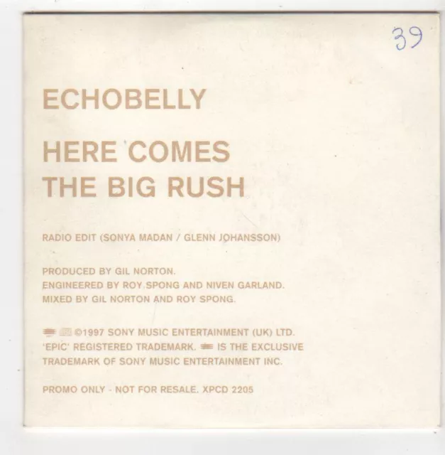 (EZ893) Echobelly, Here Comes The Big Rush - 1997 DJ CD