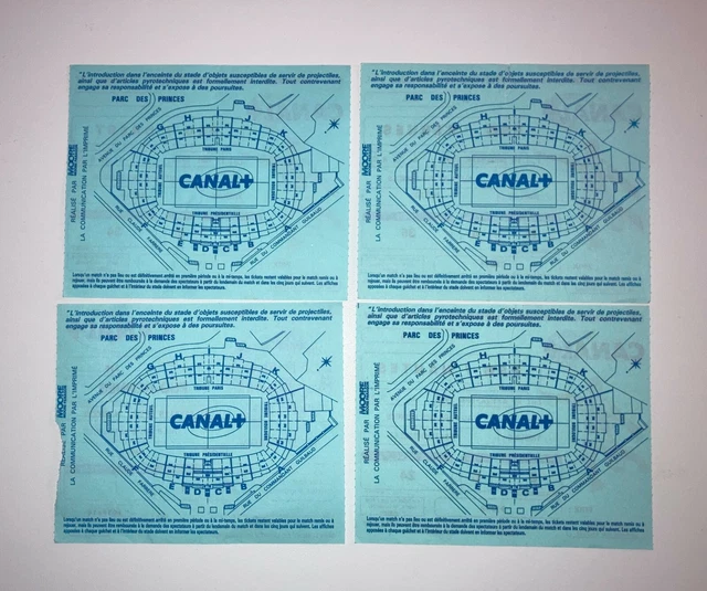 Lot De 4 Billets Match PSG – Toulouse – Lille – Anciens 1990 1991 – Ultras FFF