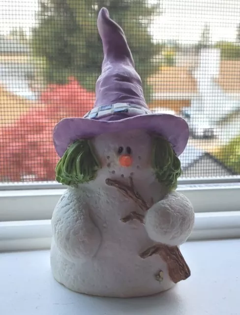 1998 Sarah's Attic Snowonders Witchy October Snowman Figurine Green Hair Witch