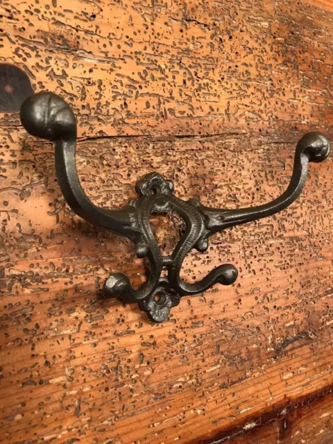 THREE (3) Cast Iron Victorian Style Hall Tree Coat Hooks  2