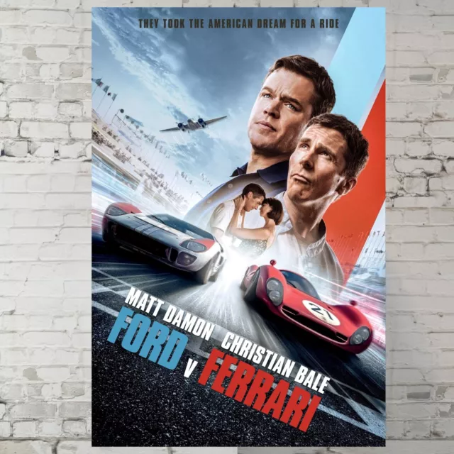 Ford v Ferrari movie poster - Christian Bale, Matt Damon - 11x17" Wall Art Gift