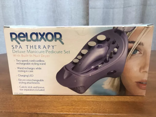 NEW Relaxor Manicure/ Pedicure Spa Therapy Deluxe Set w/Nail Dryer Rechargeable