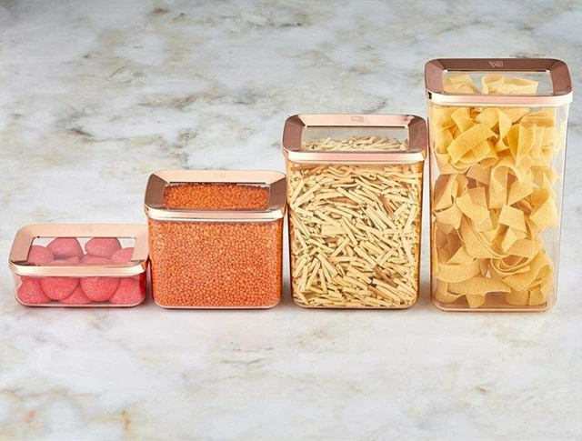 Trade Shop - Set 12 Contenitori Plastica 1200ml Cibo Alimenti Frigorifero Quadrati Manici 85908531