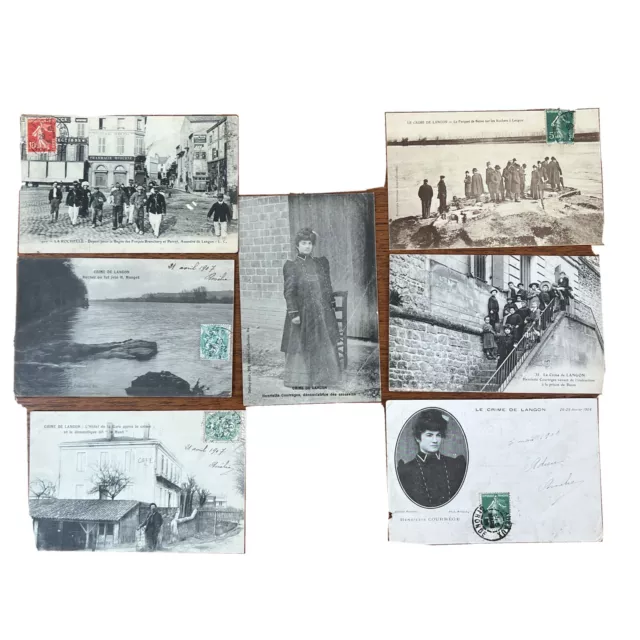 Affaire Asesinos de Langon (Lote De 7 Folios Postales)