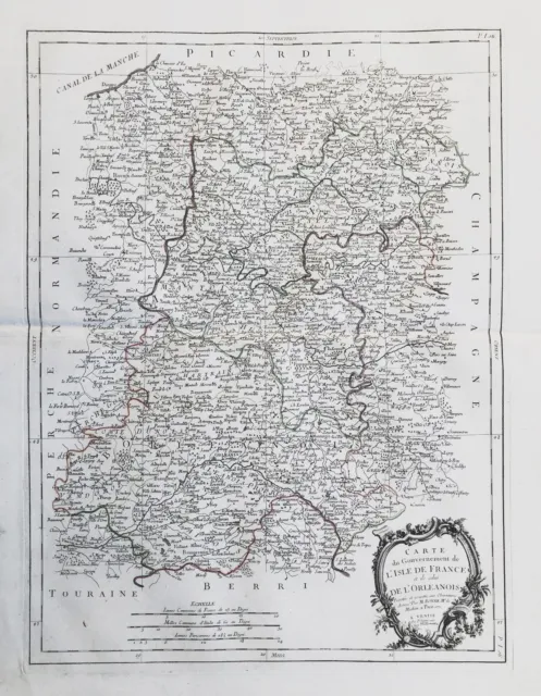 Ile-de-France Orleans Paris Frankreich carte gravure Karte map Santini 1777