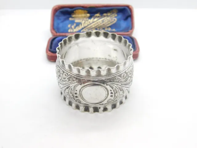 Victorian Silver Plated Floral Napkin Ring Antique c1880