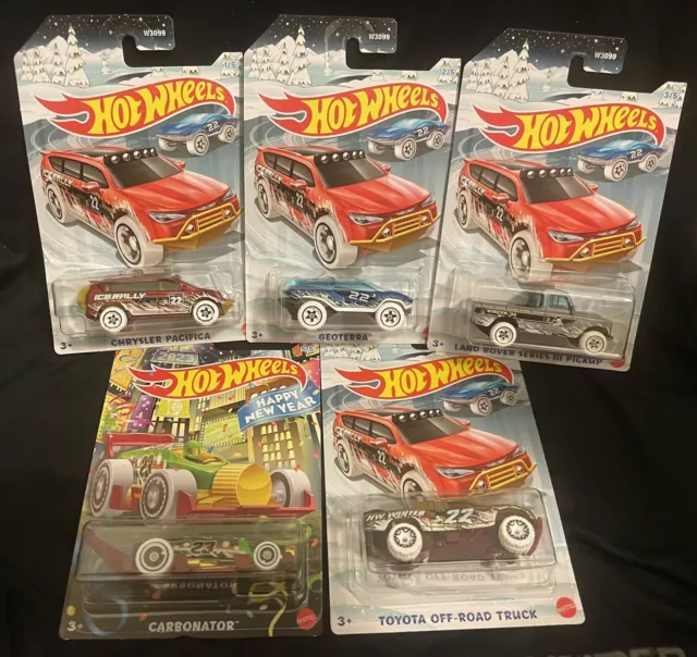 Hot Wheels 2022 HW Holiday Hot Rods Full Set Of 5 Happy New Year 2023 Carbonator