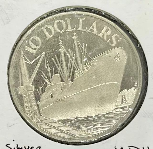 “1975 SINGAPORE 10th ANNIVERSARY OF INDEPENDENCE $10” Silver Coin