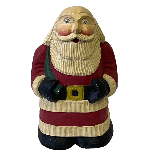 Vtg Bath and Body Works Wood Carved Primitive Santa Claus Statue 1995 Christmas