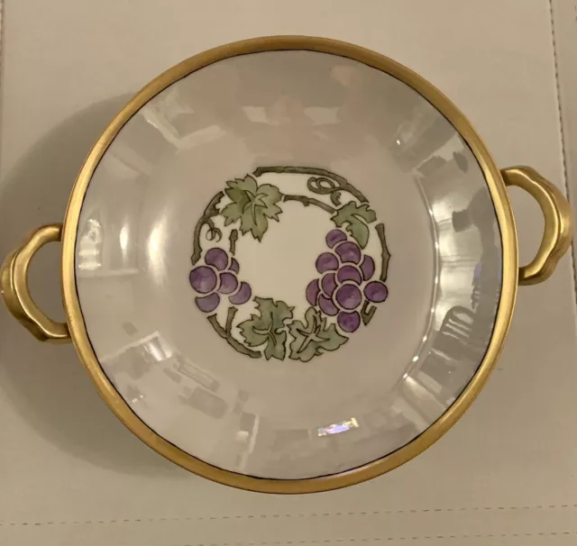 Vintage Noritake Nippon Hand Painted Floral 2 Handled Dish Bowl Signed