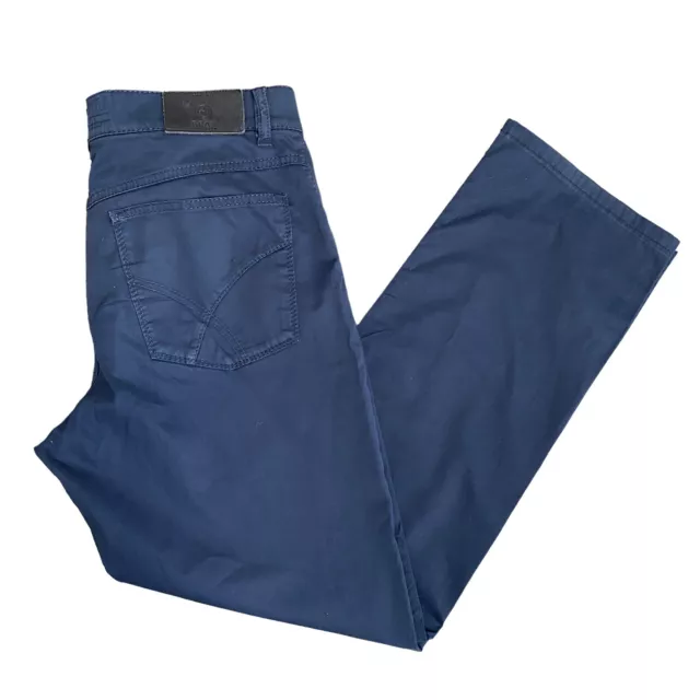 Brax Cooper Pants Mens 34x30 Chino Straight Leg Mid Rise Stretch Perma Blue