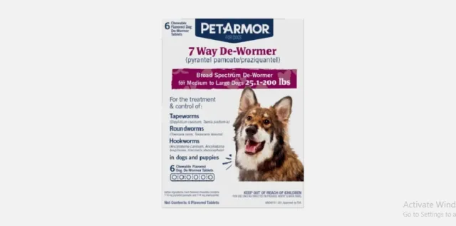 PetArmor 7 Way De-Wormer For Medium & Large Dogs (25-200lbs) 6 Chew Tablets