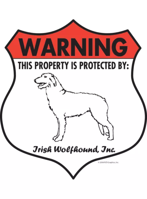 Warning! Irish Wolfhound - Property Protected Aluminum Dog Sign - 7" x 8" (Badge