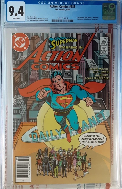 Action Comics #583 CGC 9.4  NEWSSTAND 1986 Alan Moore Story Last Superman Story!