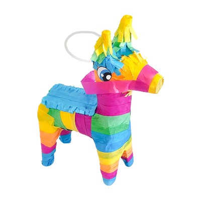 bastoni e benda per gli occhi piñata non riempita Set di 3 pezzi per torta di compleanno multicolore Relaxdays Pinata per bambini con mascherina per gli occhi 