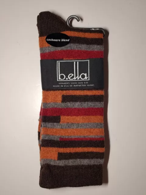 B. Ella Ladies Cashmere Wool Angora Blend Socks Calista Espresso USA MADE