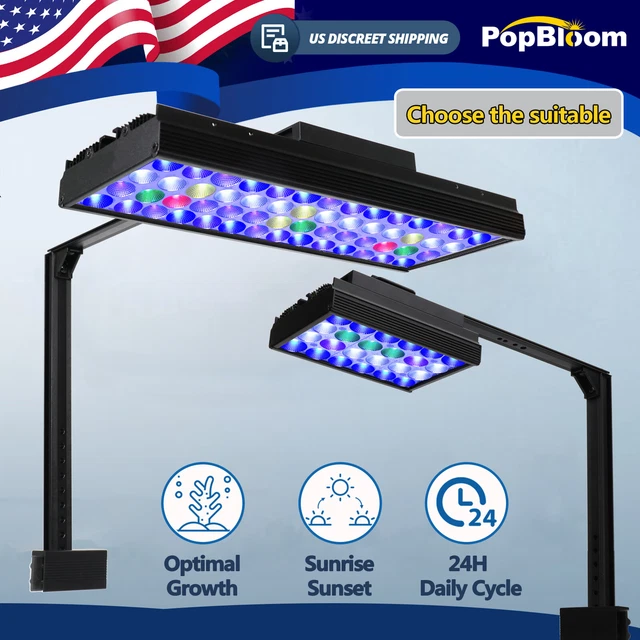 PopBloom Timer Control LED Aquarium Light Coral Reef Fish Tank Lamp with Arm Kit